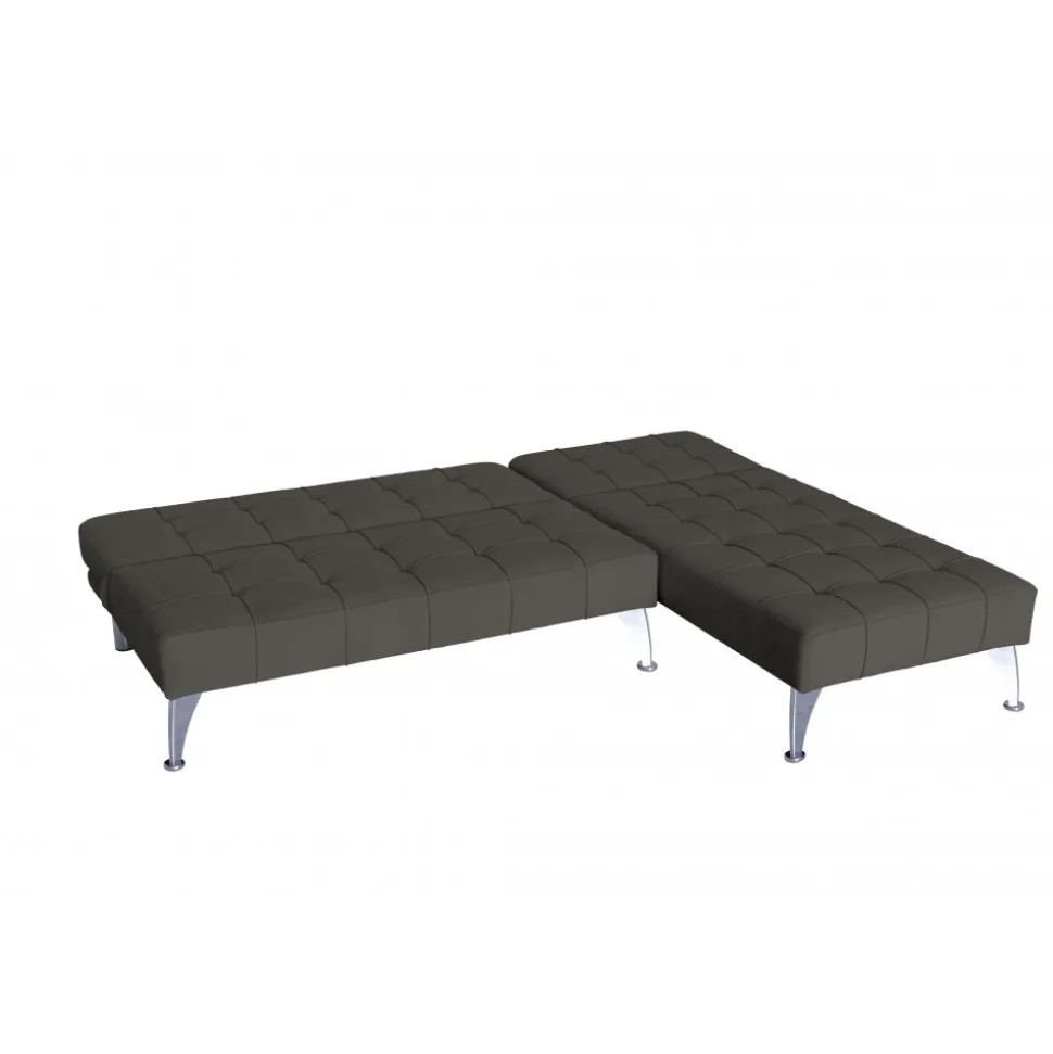 Bäddsoffa med divan brun sammet 198 cm