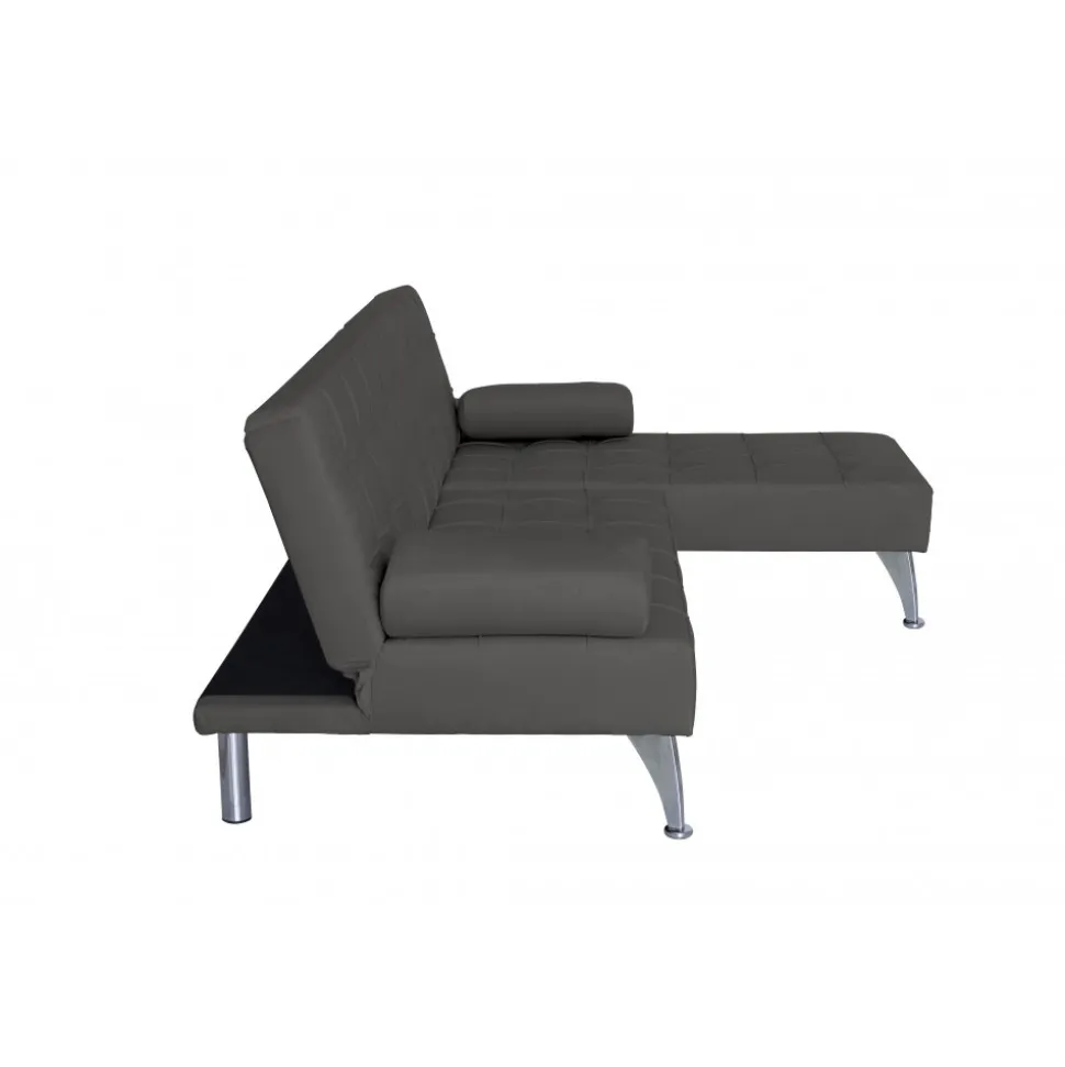 Bäddsoffa med divan brun sammet 198 cm