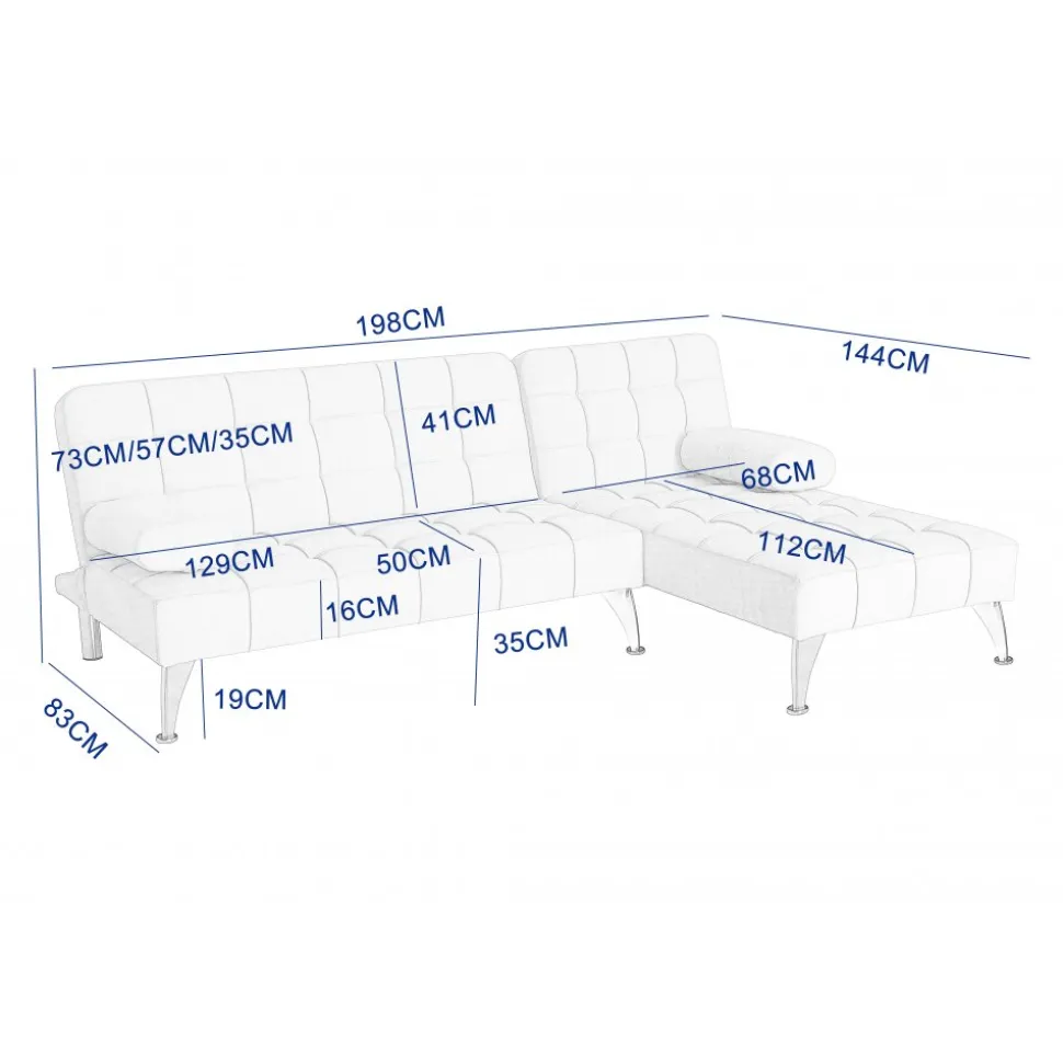 Bäddsoffa med divan brun sammet 198 cm