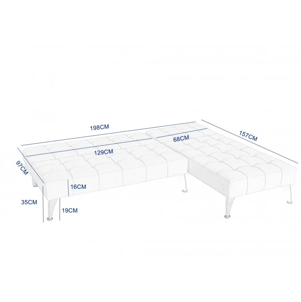 Bäddsoffa med divan brun sammet 198 cm