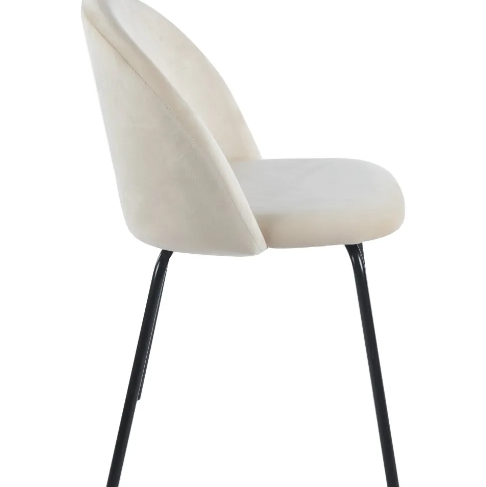 Beige stol i sammet med svarta ben - Astrid + Textilrengöring för möbler