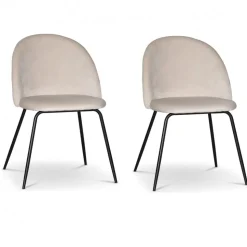 Beige stol i sammet med svarta ben - Astrid