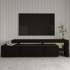 Beliz TV-bänk med LED-belysning - Svart trä