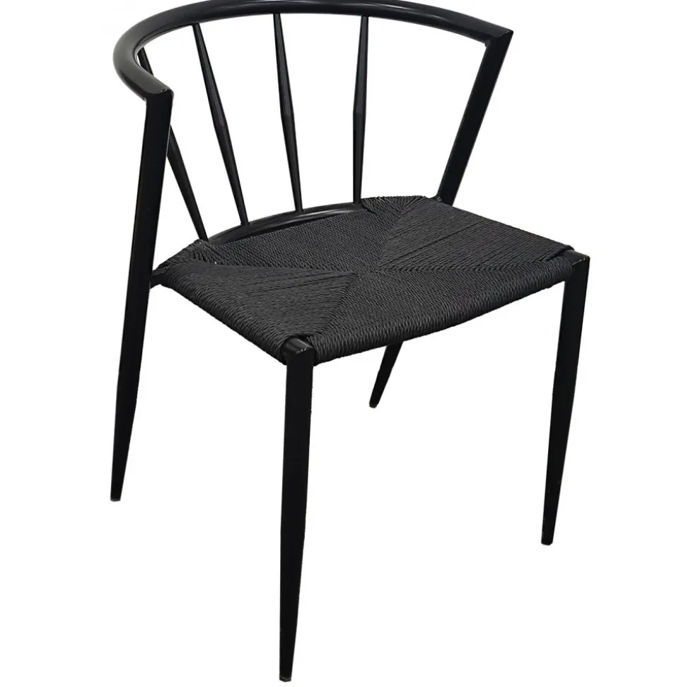 Bella utestol i svart metall med svart repsits + Textilskydd för utemöbler
