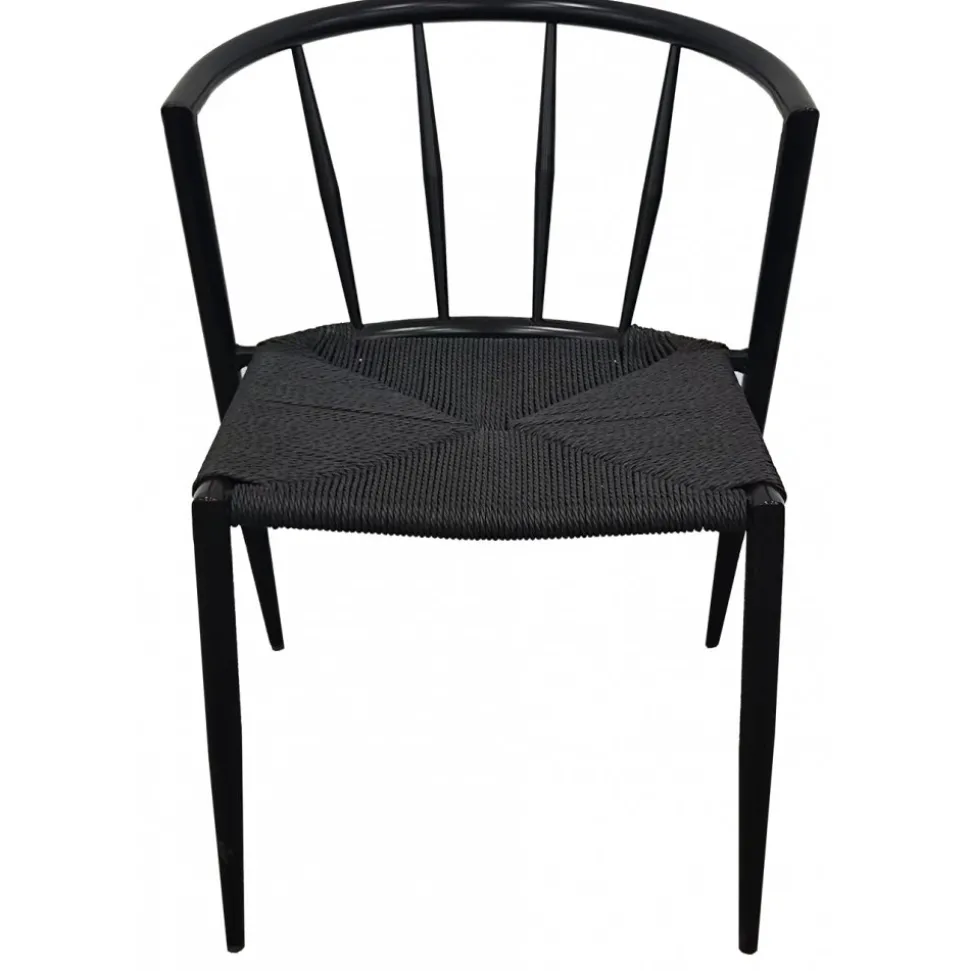 Bella utestol i svart metall med svart repsits + Textilskydd för utemöbler