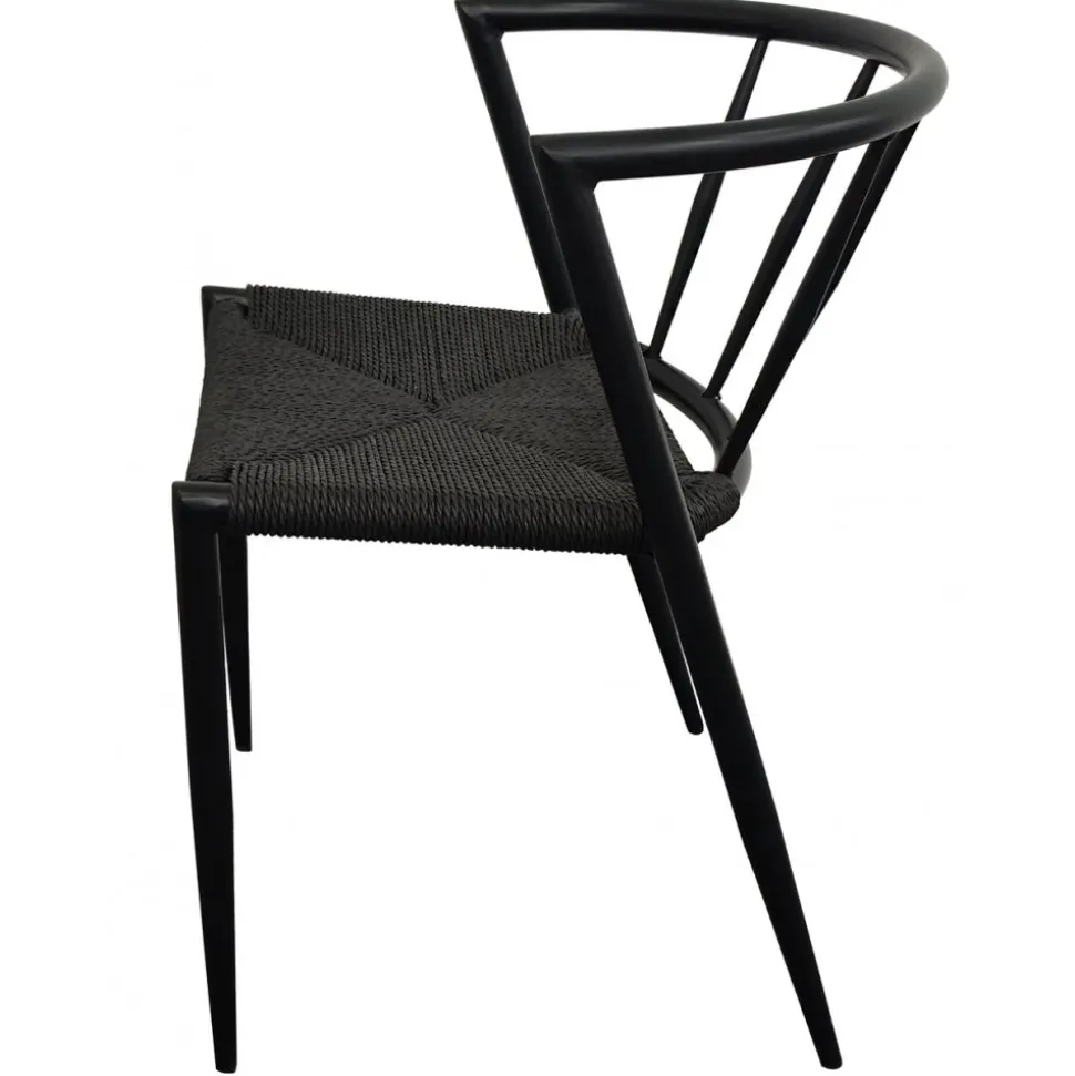 Bella utestol i svart metall med svart repsits + Textilskydd för utemöbler