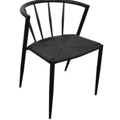 Bella utestol i svart metall med svart repsits