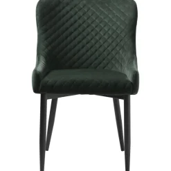 Bernt stol i mörkgrön sammet med diamant mönster