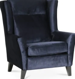Berta fåtölj i mörkblå sammet