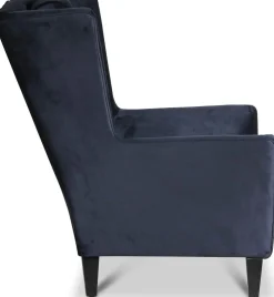 Berta fåtölj i mörkblå sammet
