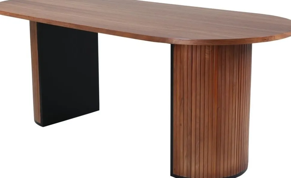 Bianca ovalt matbord 200x90 cm - Valnöt + 4.00 x Stolsdyna