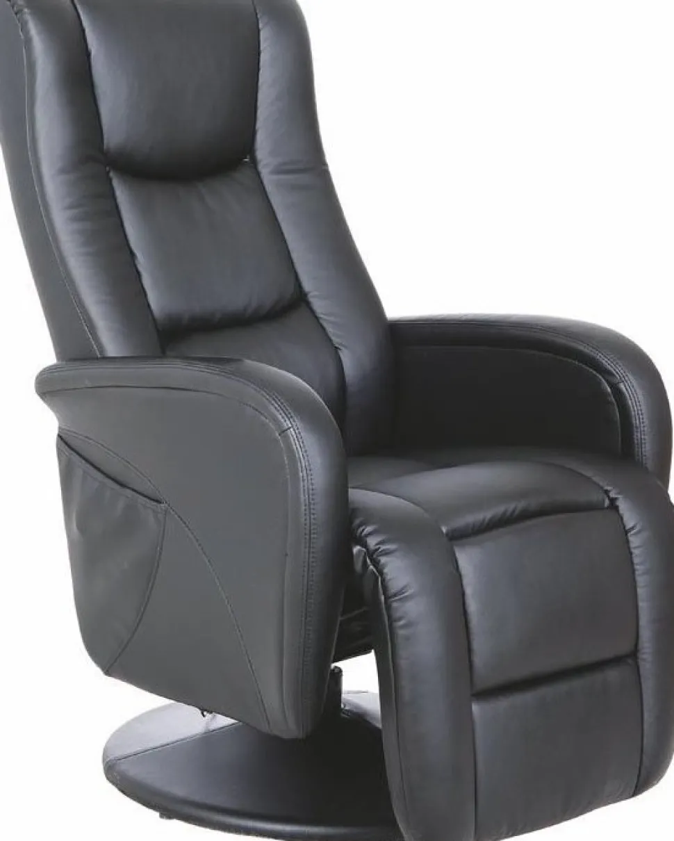 Bibi reclinerfåtölj i svart konstläder + Textilrengöring för möbler