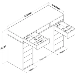 Bijou sminkbord 6 - 120 x 44,5 cm - Vit