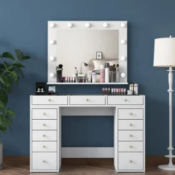 Bijou sminkbord med spegel 18 - 120 x 44,5 cm - Vit