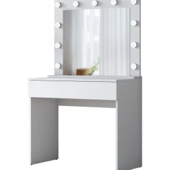 Bijou sminkbord med spegel 20 - 90 x 45 cm - Vit