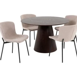 Bolton matgrupp - Mörkbrun/beige + 4.00 x Stolsdyna