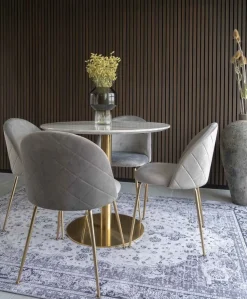 Bolzano Matbord - Marmorimitation/mässing - ø90