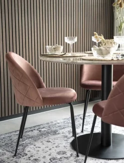 Bolzano Matbord - Marmorimitation/svart - ø110