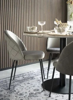 Bolzano Matbord - Marmorimitation/svart - ø110