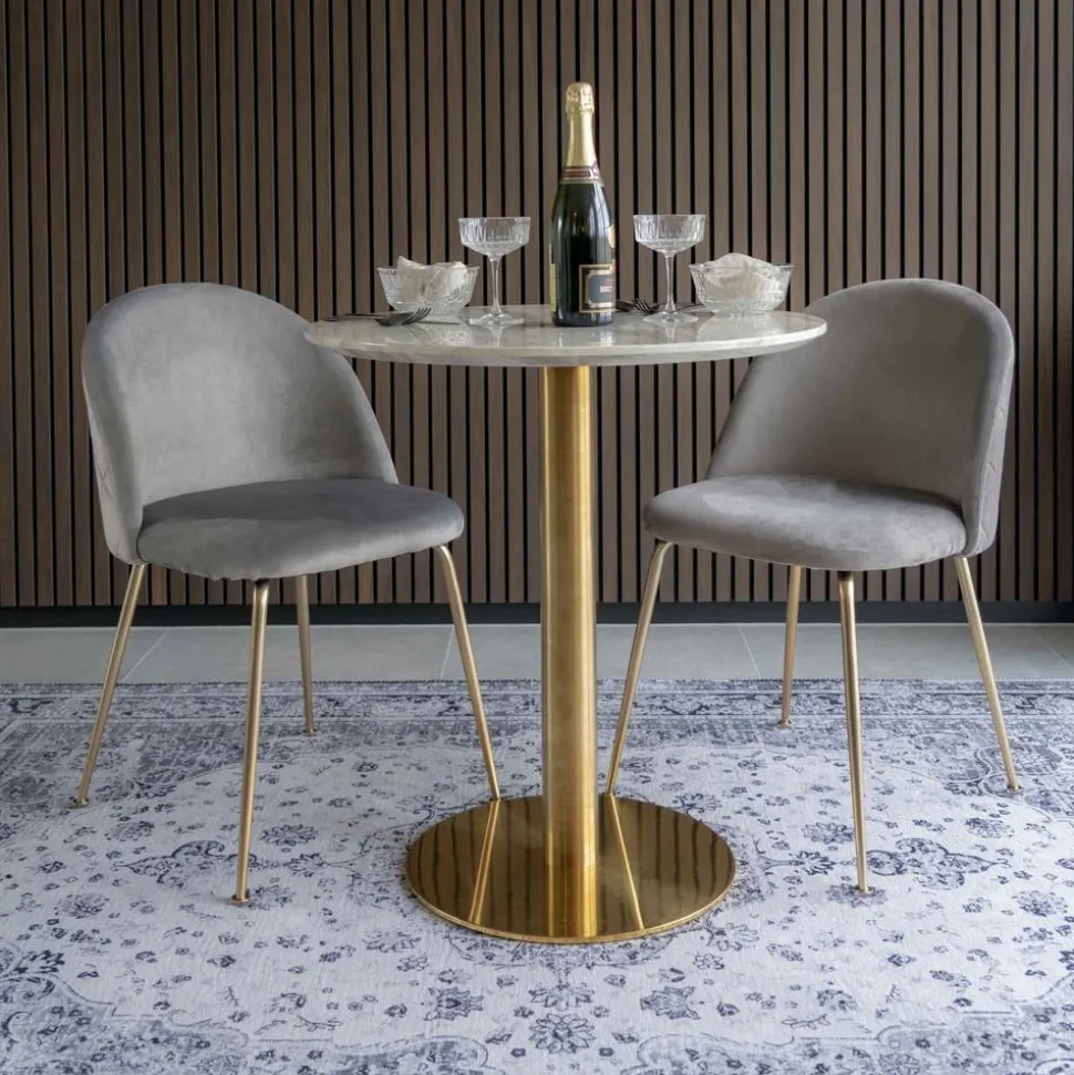 Bolzano Matbord - Marmorimitation/mässing - ø70