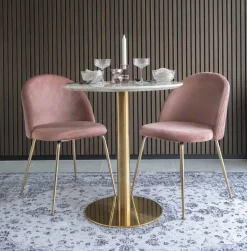 Bolzano Matbord - Marmorimitation/mässing - ø70