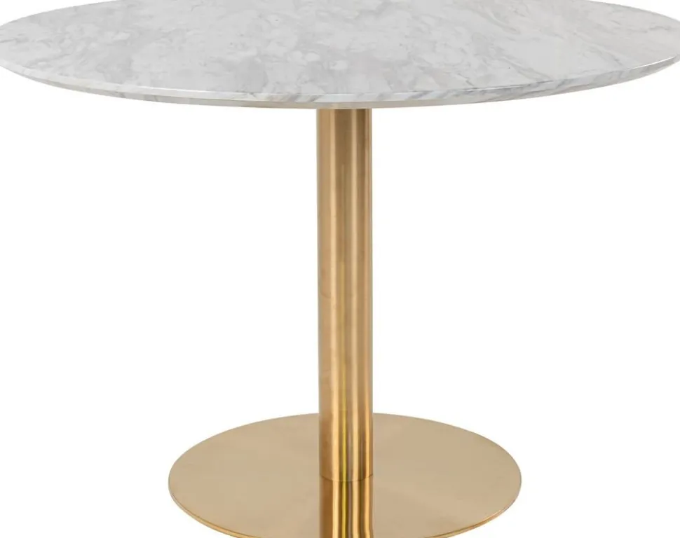 Bolzano Matbord - Marmorimitation/mässing - ø110