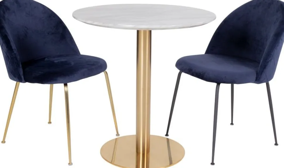 Bolzano Matbord - Marmorimitation/mässing - ø110