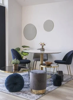 Bolzano Matbord - Marmorimitation/mässing - ø110