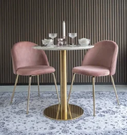 Bolzano Matbord - Marmorimitation/mässing - ø70 + Möbeltassar