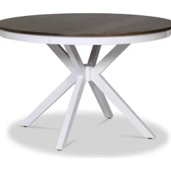 Bord Ø120 cm brun toppskiva med vita ben - Skagen + Fläckborttagare för möbler