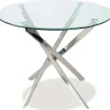 Bord i krom med glasskiva Ø90 cm