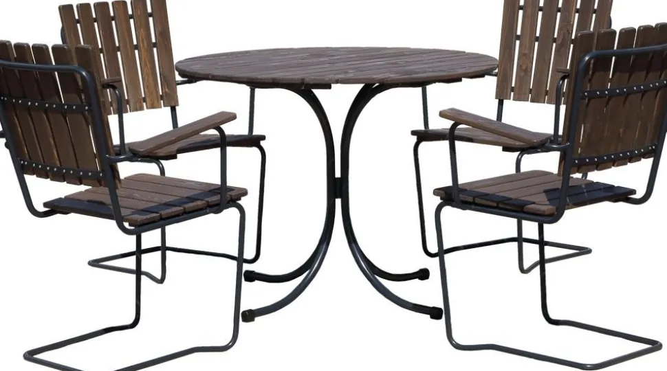 Bord till Matgrupp Vaxholm i fjäderstål (Europa producerad) - Brun + Textilskydd för utemöbler