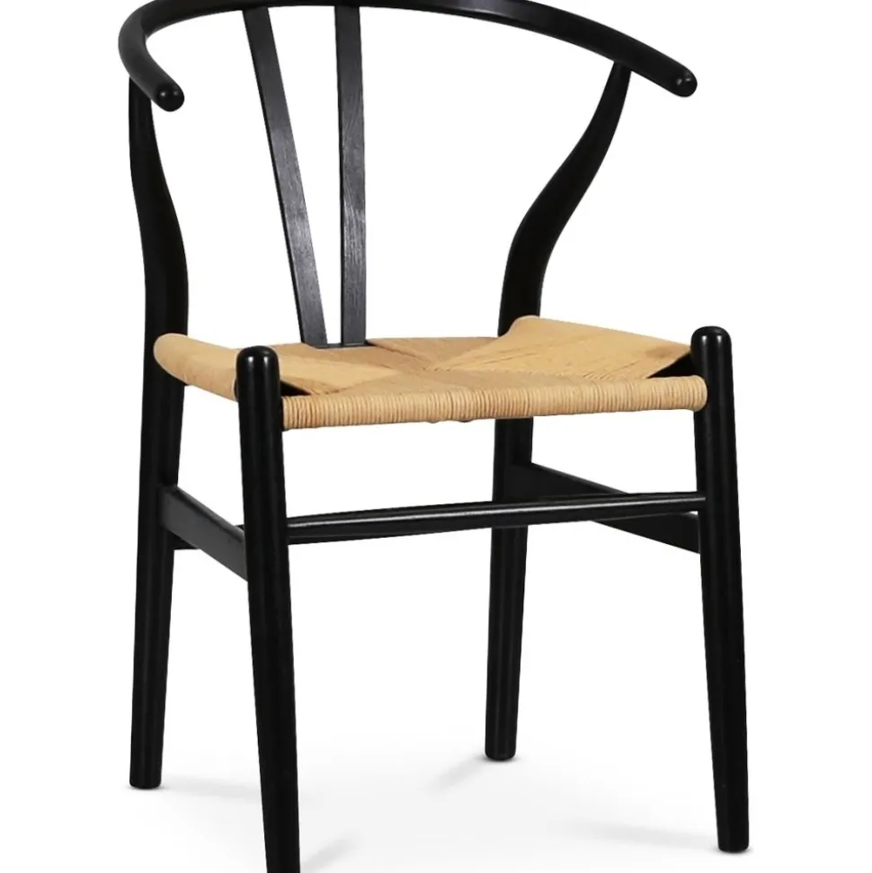 Brandon stol i svart trä med repsits