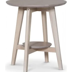 Bridge runt sidobord med hylla Ø50 cm - Whitewash