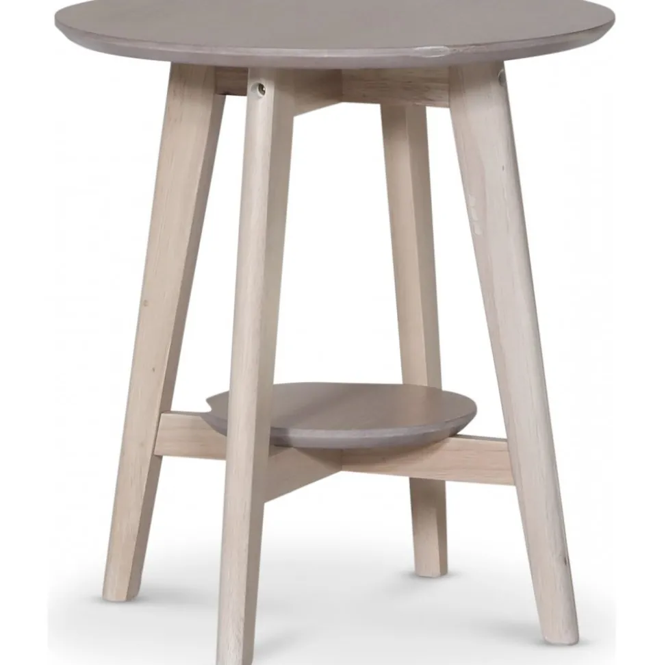 Bridge runt sidobord med hylla Ø50 cm - Whitewash