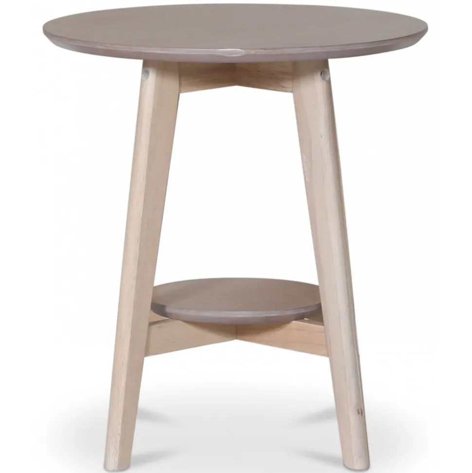 Bridge runt sidobord med hylla Ø50 cm - Whitewash