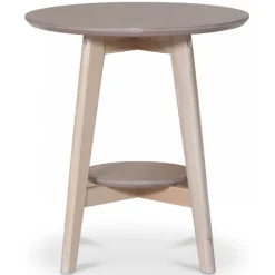 Bridge runt sidobord med hylla Ø50 cm - Whitewash + Möbeltassar