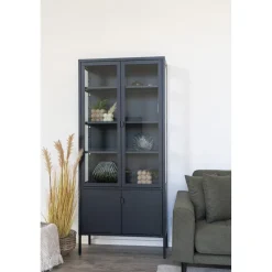 Brisbane vitrinskåp 80x35x180 cm - Svart