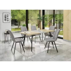 Brom matbord 120-160 x 80 cm - Ek/grå