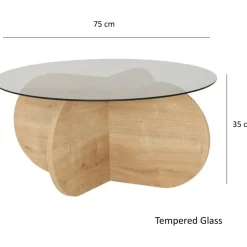 Bubbel soffbord Ø75 cm - Safir ek/rökglas