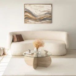 Bubbel soffbord Ø75 cm- Travertin