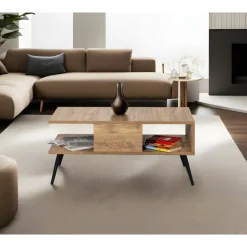 Bukle soffbord 90 x 50 cm - Furu/svart