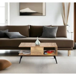 Bukle soffbord 90 x 50 cm - Furu/svart