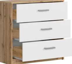 Byrå 80 cm bred - Wotan ek/vit