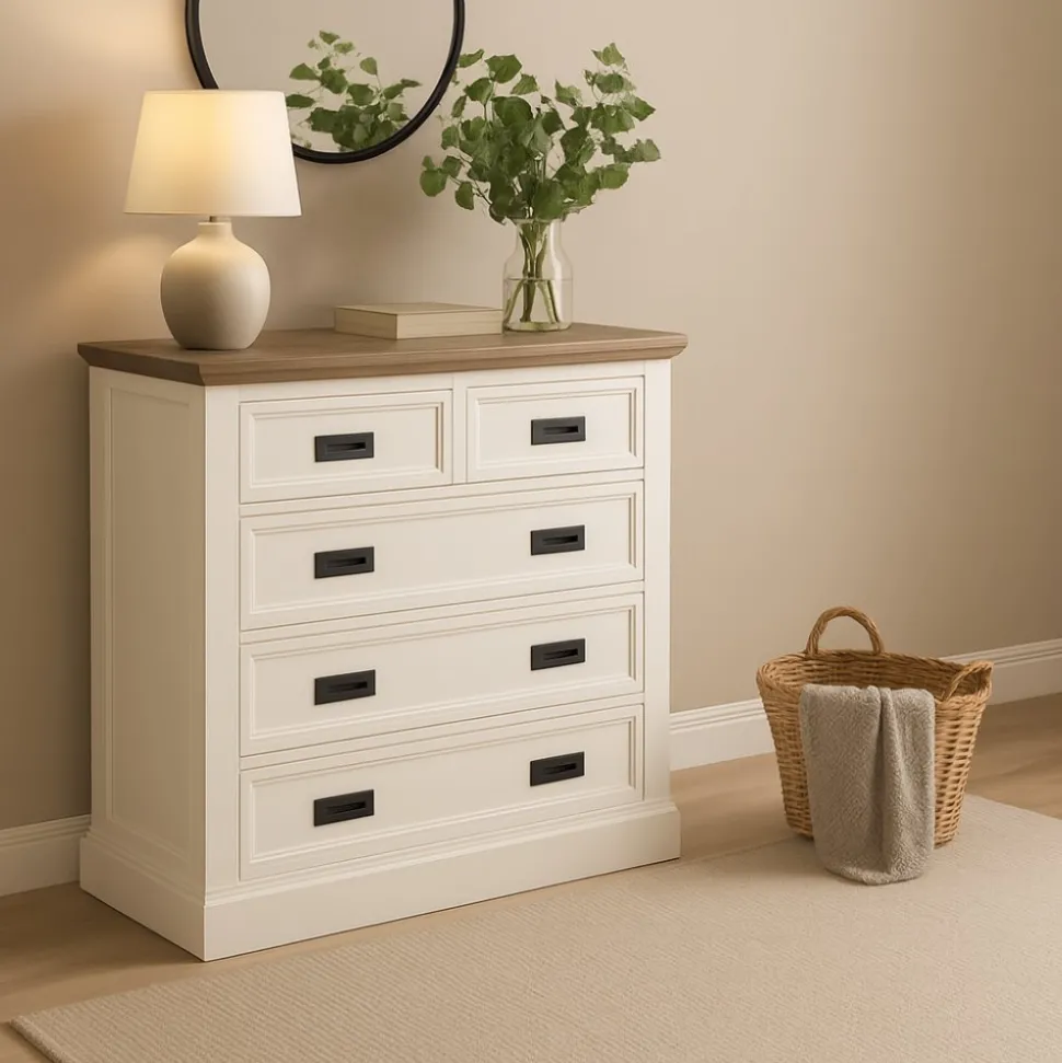 Byrå 85 cm bred Vit/gråbrun - Knight + Möbeltassar