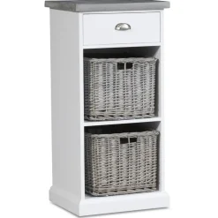 Byrå hugo med 1 låda och förvaring - Vit/cement + Möbeltassar