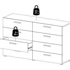 Byrå i valnöt med 8 lådor 140 cm bred + Textilrengöring för möbler