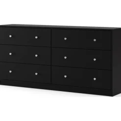 Byrå svart 6 lådor 143 cm bred