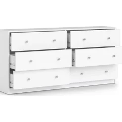 Byrå vit med 6 lådor 143 cm bred + Textilrengöring för möbler