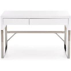 Caitlyn skrivbord i vit högglans 120x60 cm kromade ben